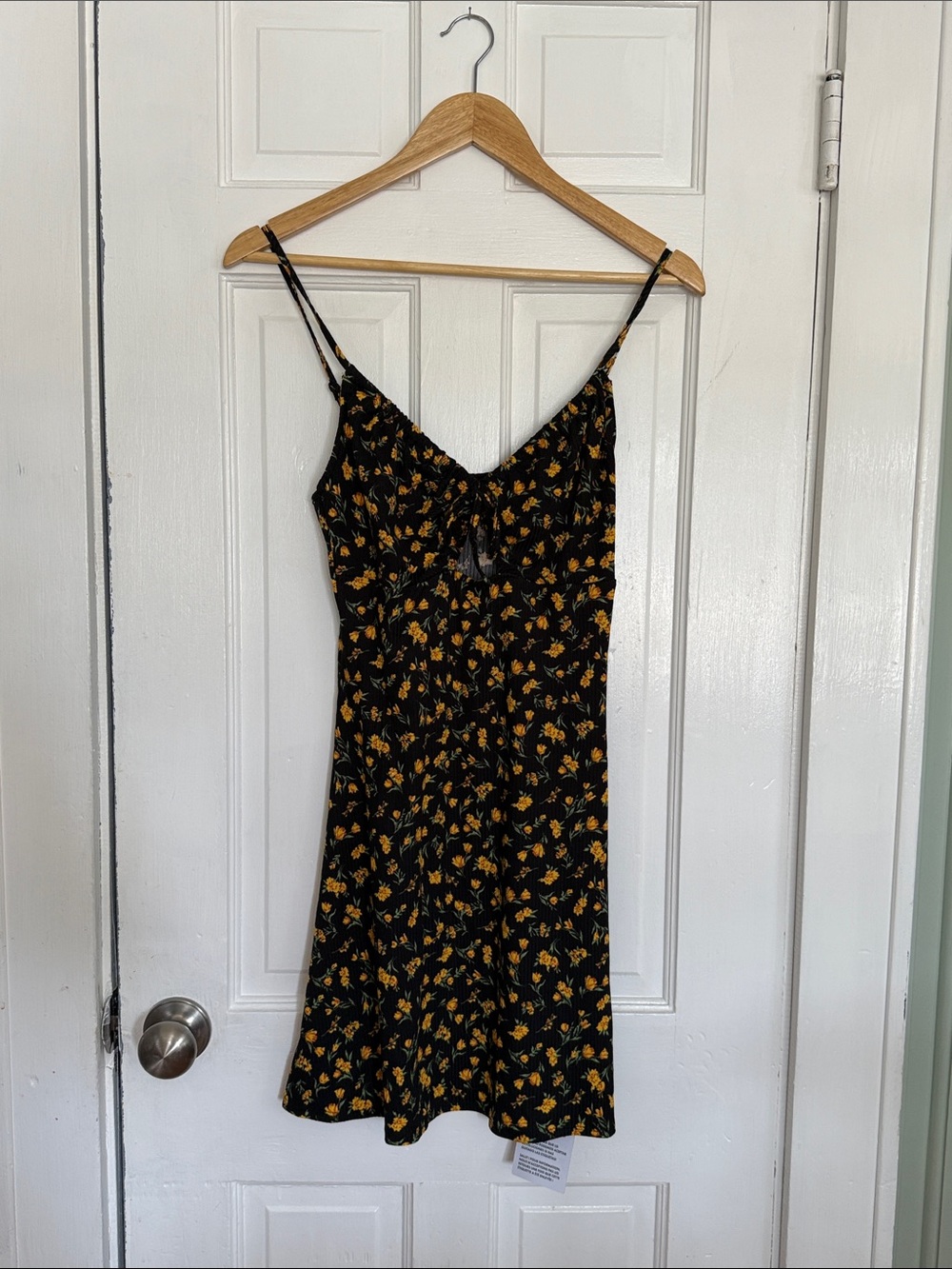 Topshop Black Mini Dress with Yellow Floral Print